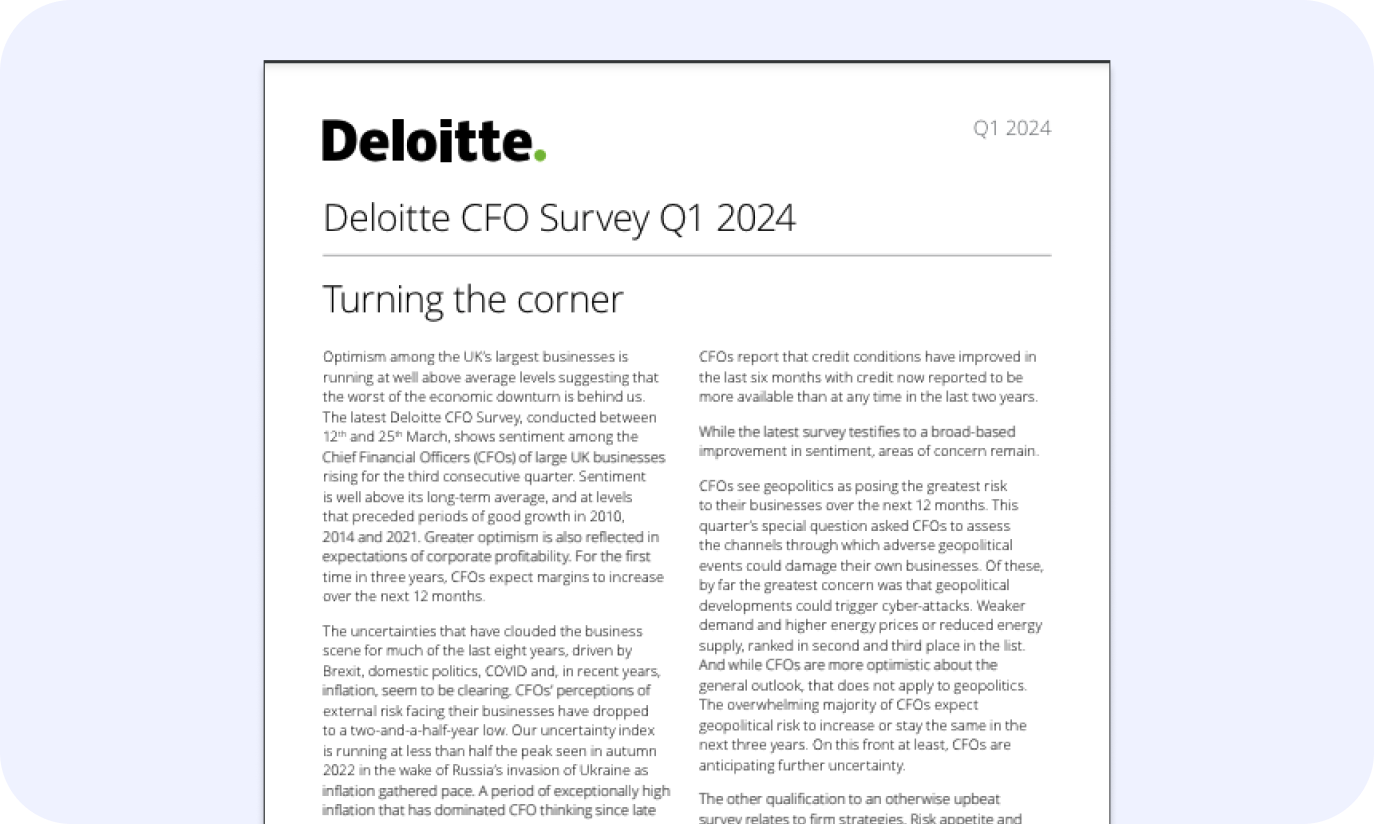Deloitte’s CFO Survey Results