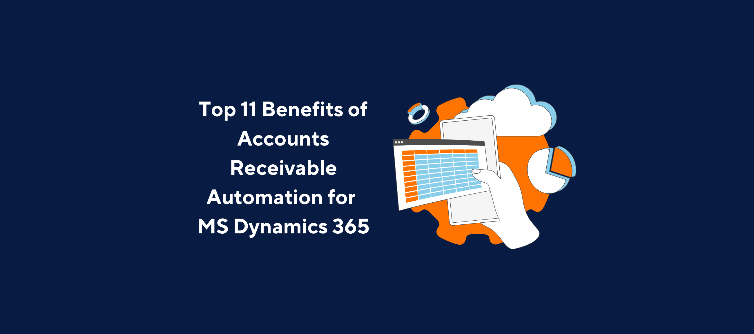 Financial automation illustration featuring cloud computing, digital invoicing, and data analytics for enhanced AR management